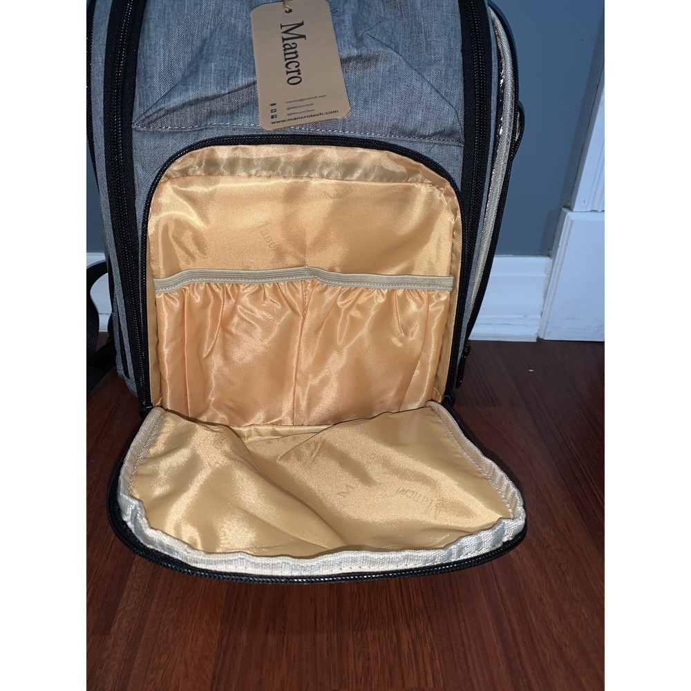 Mancro Diaper Bag Backpack, Large Multifunction Waterproof Gray - Picture 6 of 10